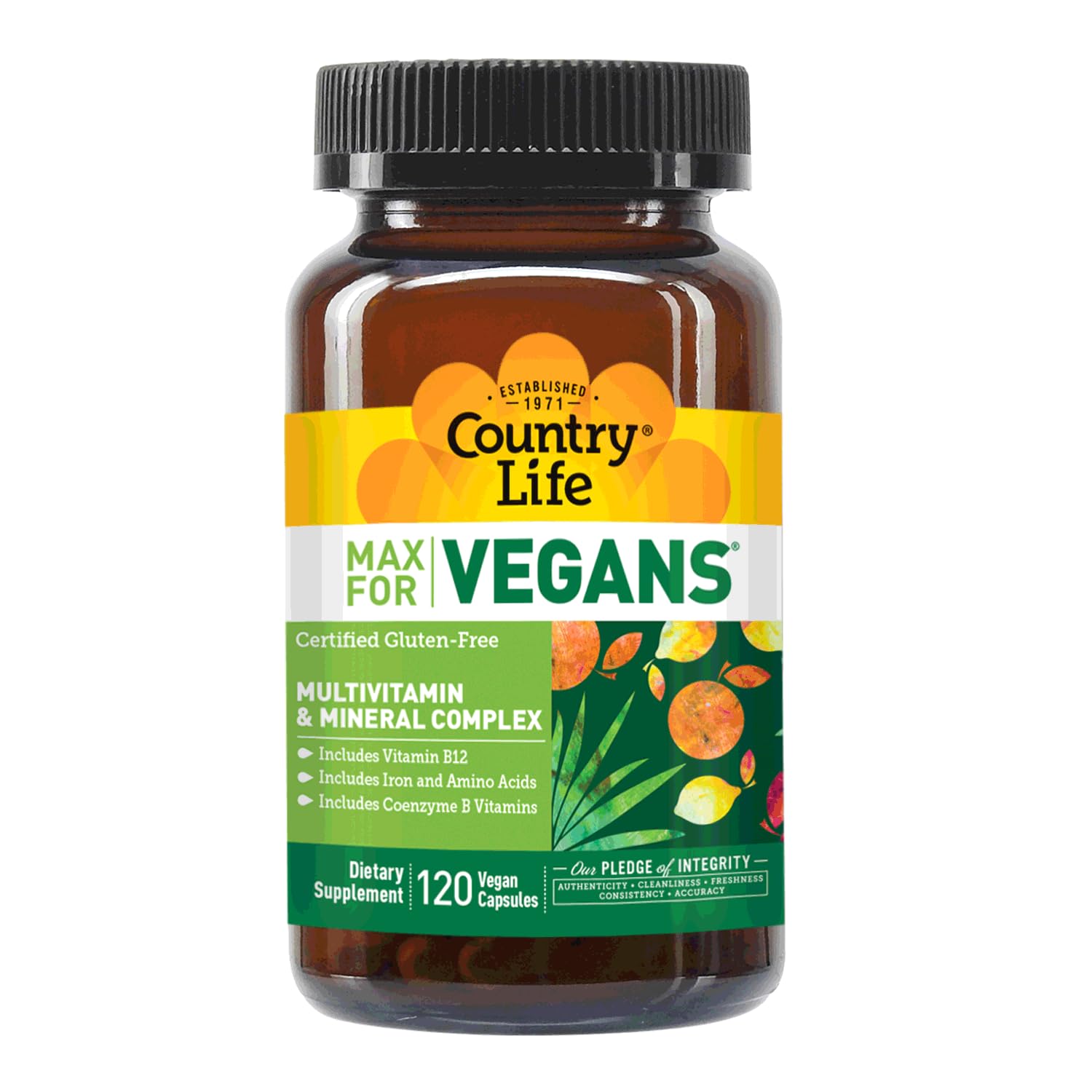 Country Life Max for Vegans - 120 Vegan Capsules - Daily Multivitamins - Immune Support Supplement - Contains Vitamin B12, Iron, Amino Acids, Coenzyme B Vitamins - Gluten-Free Country Life buy supplements canada