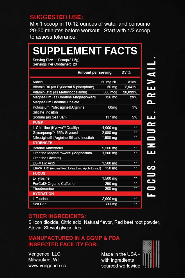 Vengence Infliction Pre-Workout Powder for Men & Women - Energy, Focus & Massive Vengence buy supplements canada