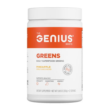 The Genius Brand Daily Superfood Greens - Organic Plant-Based Powder - Pineapple Flavor - Whole Food Blend with Greens, Fruits & Veggies - 30 Serving The Genius Brand buy supplements canada