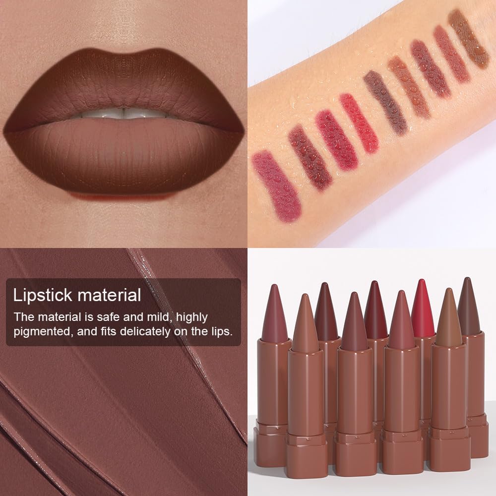 BINGBRUSH 2-in-1 Gradient Dark Brown Lip Liner & Lipstick Combo,Matte Longwear Waterproof Lip Pencil with Cone Tip,Smudge Proof Crayon for Flawless Ombre Contour,Women's Long Lasting Makeup Set BINGBRUSH buy supplements canada