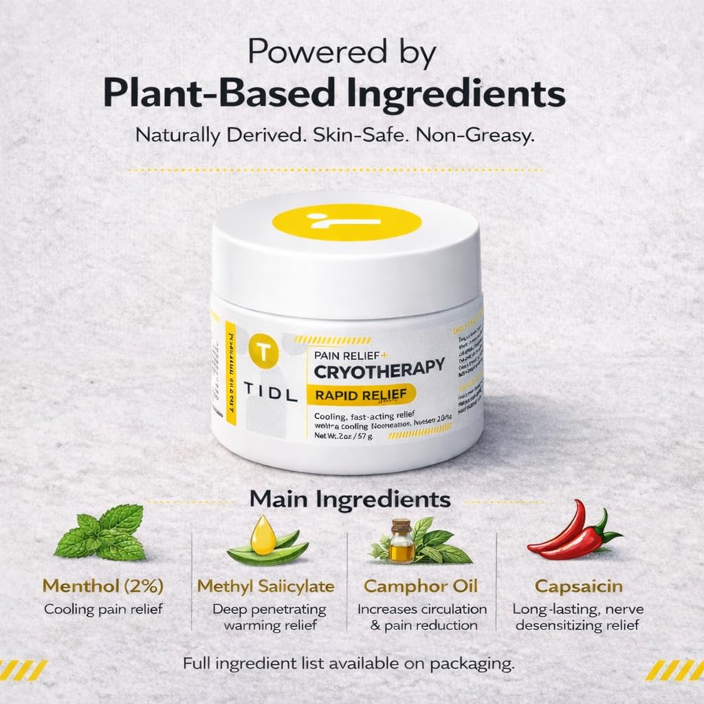 TIDL Cryotherapy Pain Relief Cream, 3 Oz, Targeted Neck Pain, Joint & Muscle Pain Relief with Organic, Plant-Based Menthol, Instant Cooling for Sport & Post Workout Full Body Recovery TIDL buy supplements canada