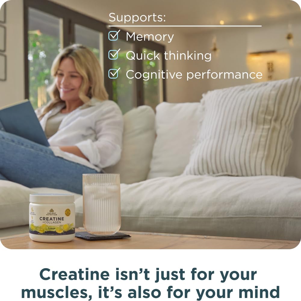 Ancient Nutrition Creatine + Collagen – Muscle Strength, Lean Body Mass, Joint Comfort & Cognitive Support – Includes 5g Creatine Monohydrate for Women + Electrolytes, Lemon, 30 Servings Ancient Nutrition buy supplements canada