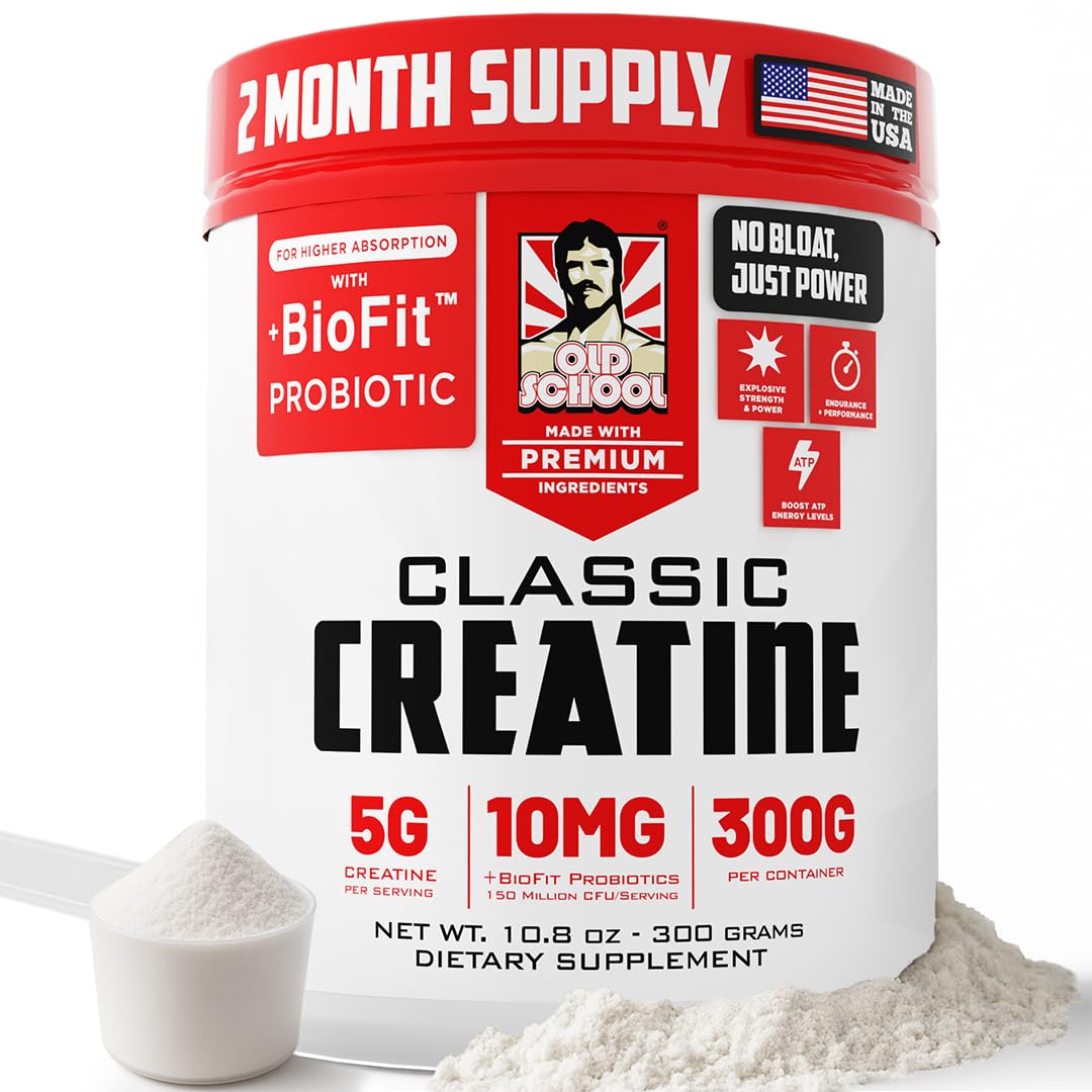 Old School Labs 5000mg Micronized Creatine Monohydrate with BioFit™ Probiotic - No Bloat Post-Recovery for Men & Women Supports Muscle Growth, Old School Labs buy supplements canada