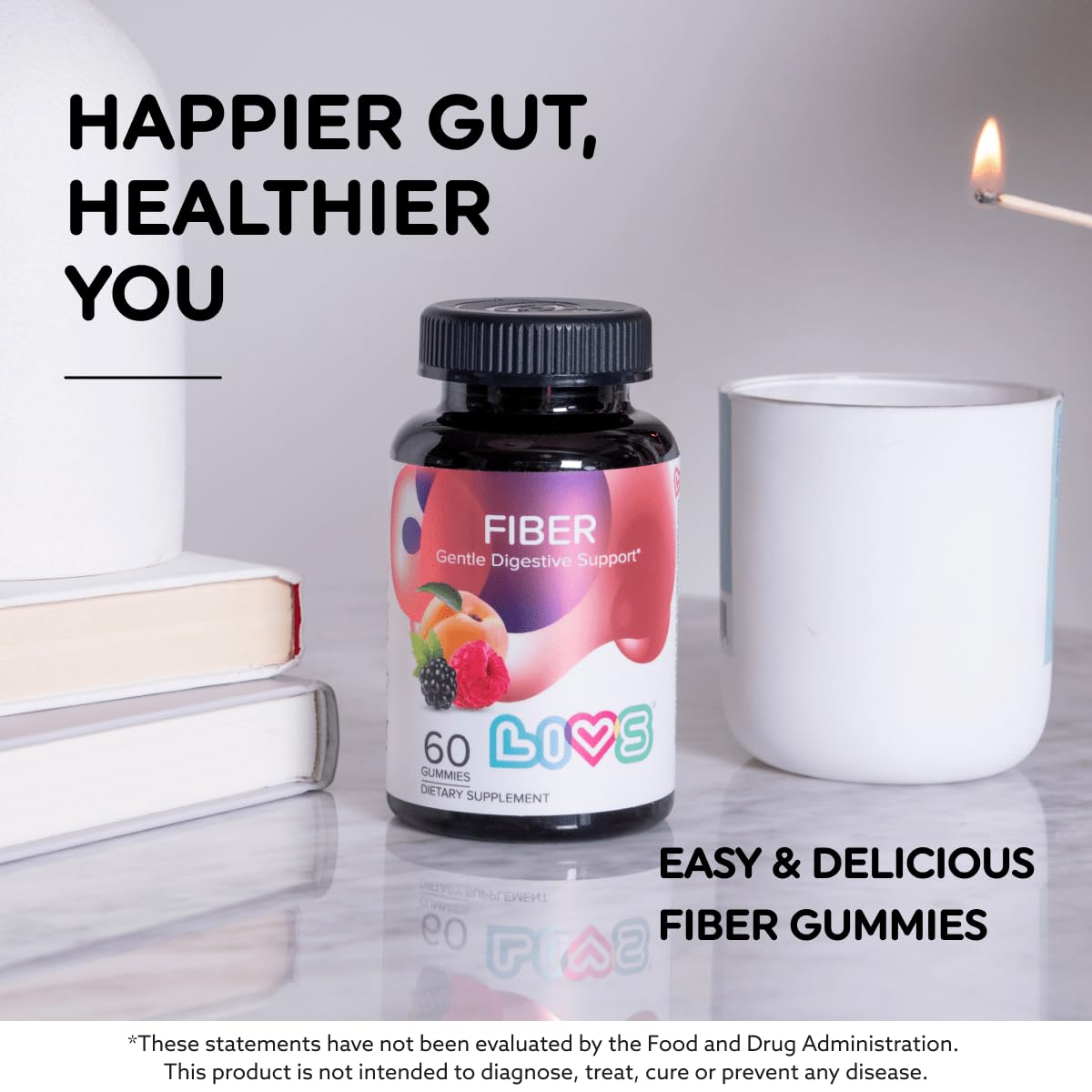 LIVS Fiber Gummies for Adults – Promote Digestive Support & Regularity | Gut Health & Smooth Digestion | Plant-Based Prebiotic | Non-GMO Fiber Supplement LIVS buy supplements canada