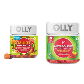 OLLY Multi + Probiotic Adult Multivitamin Gummy, 1 Billion CFUs, Digestive and Immune Support & Metabolism Gummy Rings, Apple Cider Vinegar, Vitamin B12, Chromium, Energy and Digestive Health OLLY buy supplements canada