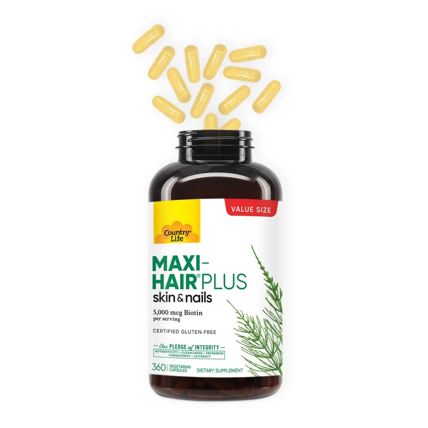 Country Life Maxi-Hair Plus 5000 mcg Biotin, 360 Capsules, Certified Gluten Free, Certified Vegetarian Country Life buy supplements canada