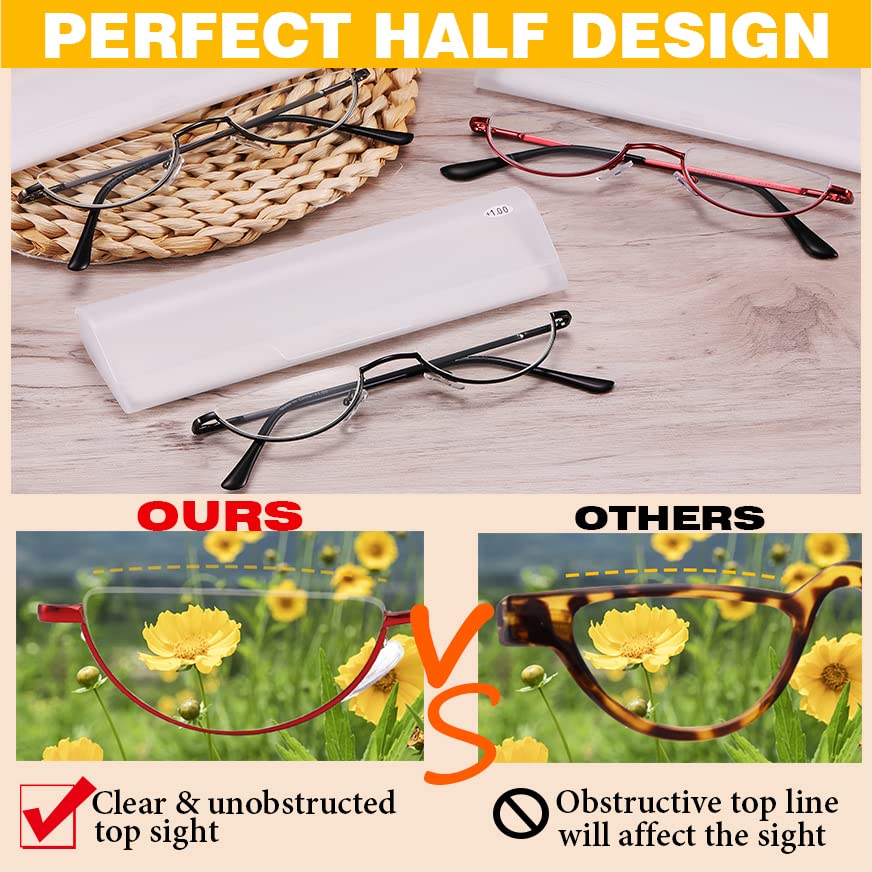 Yiwaeye 3 Pack Half Moon Reading Glasses Anti Blue Light UV, Half Frame Semi Lens Slim Yiwaeye buy supplements canada