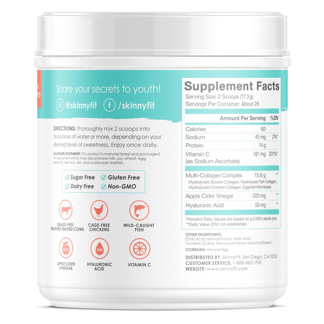 SkinnyFit Super Youth Multi-Collagen Peptides Plus Apple Cider Vinegar, Hyaluronic Acid SkinnyFit buy supplements canada