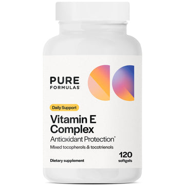 PureFormulas Vitamin E Complex, Full-Spectrum Vitamin E for Cardiovascular and Immune Support, Gamma-tocopherol Rich Antioxidant, Gluten-Free & Kosher, 120 Softgels for Antioxidant Protection PureFormulas buy supplements canada