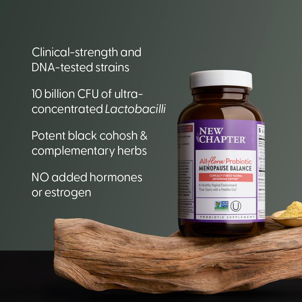 New Chapter All-Flora Probiotic Menopause Balance, Ultra-Concentrated Probiotics for Women with Black Cohosh for Menopause Hot Flashes, 100% Vegan, 30 Vegan Capsules New Chapter buy supplements canada