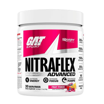 GAT SPORT Nitraflex Advanced Pre-Workout Powder, Increases Blood Flow, Boosts Strength and Energy, Improves Exercise Performance, Men & Women (Fruit Punch, 30 Servings) GAT SPORT buy supplements canada