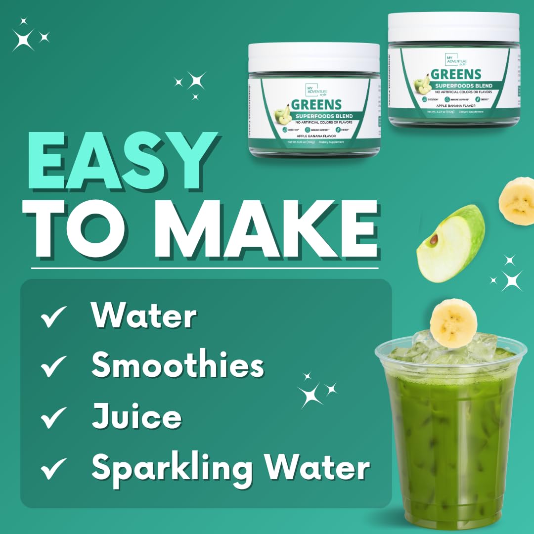 Green Superfood Powder for Digestion & Gut Health - Keto Friendly Superfood Greens Blend Powder for Immune Support - Powdered Greens Supplement for Immune Boost - Apple Banana Flavor My Adventure to Fit buy supplements canada