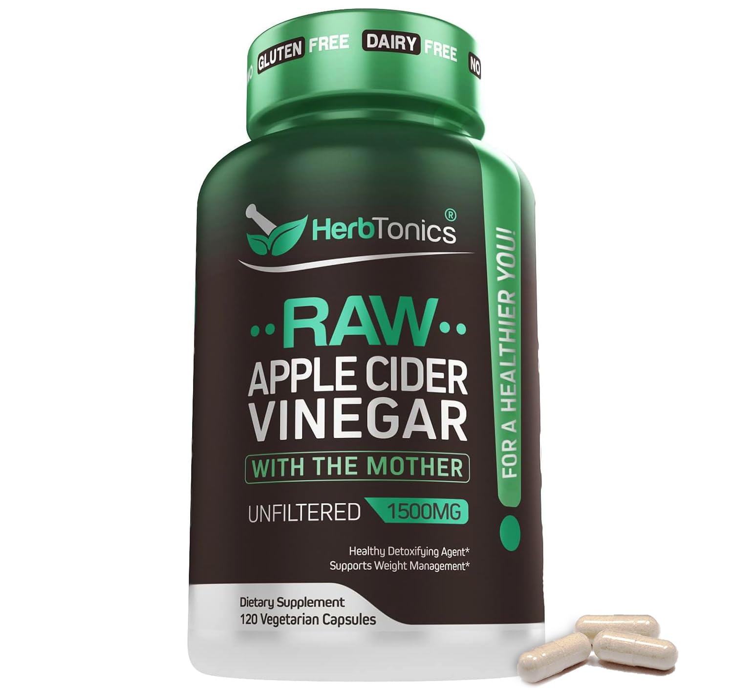 Herbtonics Raw Apple Cider Vinegar Capsules, 1500mg Detox Support (Packaging May Vary), 90 Caps Herbtonics buy supplements canada