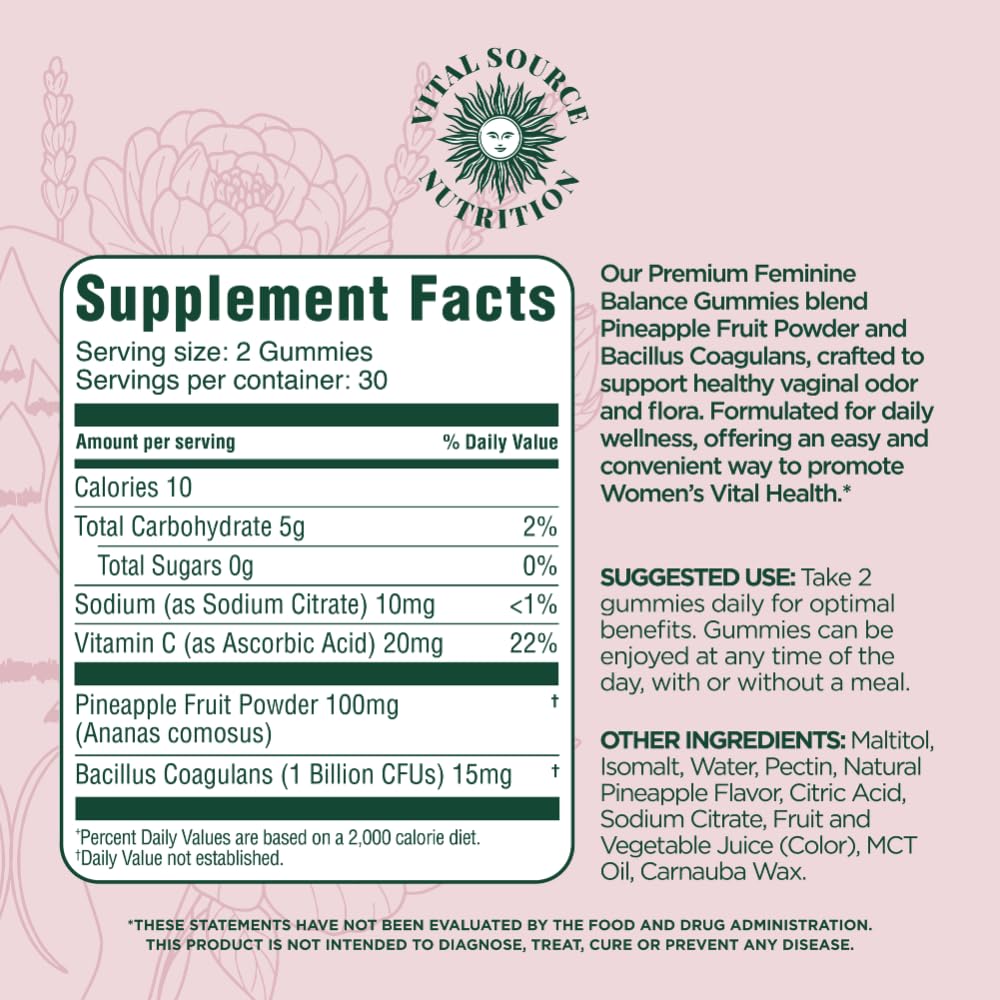 Vital Source Nutrition Vaginal Probiotic Gummies for Women - pH Balance and Immune Defense, Support Healthy Odor and Vaginal Flora - Vegan, Gluten-Free Vital Source Nutrition buy supplements canada