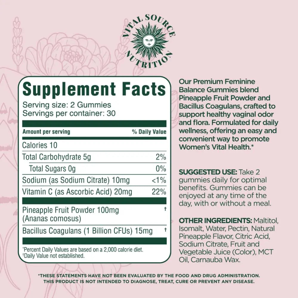 Vital Source Nutrition - Premium Feminine Balance Gummies - for Women’s Health & Wellness - Immune Support Vital Source Nutrition buy supplements canada