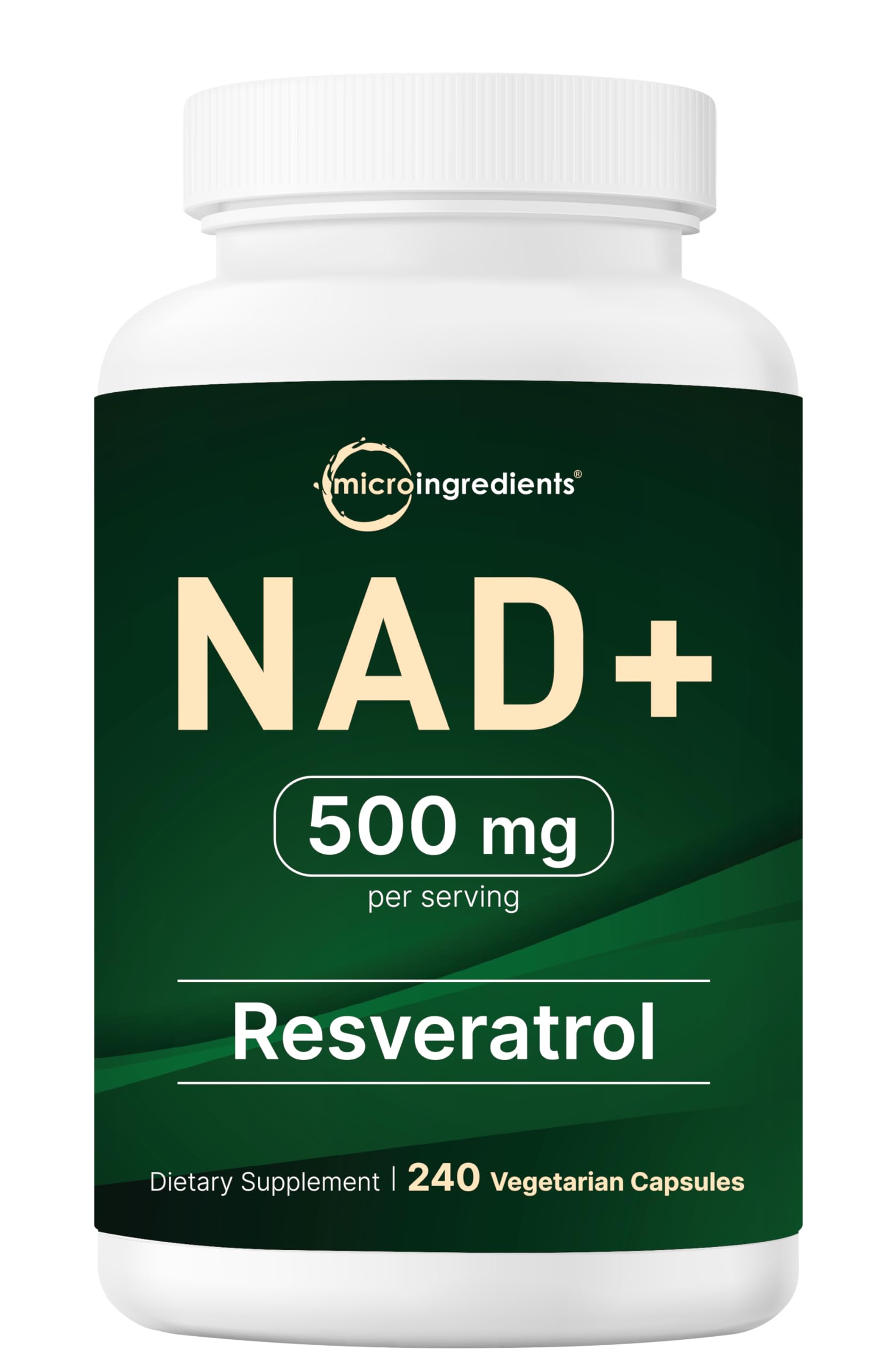 Micro Ingredients NAD+ 500mg with Resveratrol, 240 Veggie Capsules | 2-in-1 NAD Supplement for Women & Men | NMN Pathway Alternative | Non-GMO, Gluten Free Micro Ingredients buy supplements canada