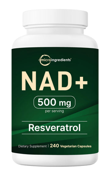 Micro Ingredients NAD+ 500mg with Resveratrol, 240 Veggie Capsules | 2-in-1 NAD Supplement for Women & Men | NMN Pathway Alternative | Non-GMO, Gluten Free Micro Ingredients buy supplements canada