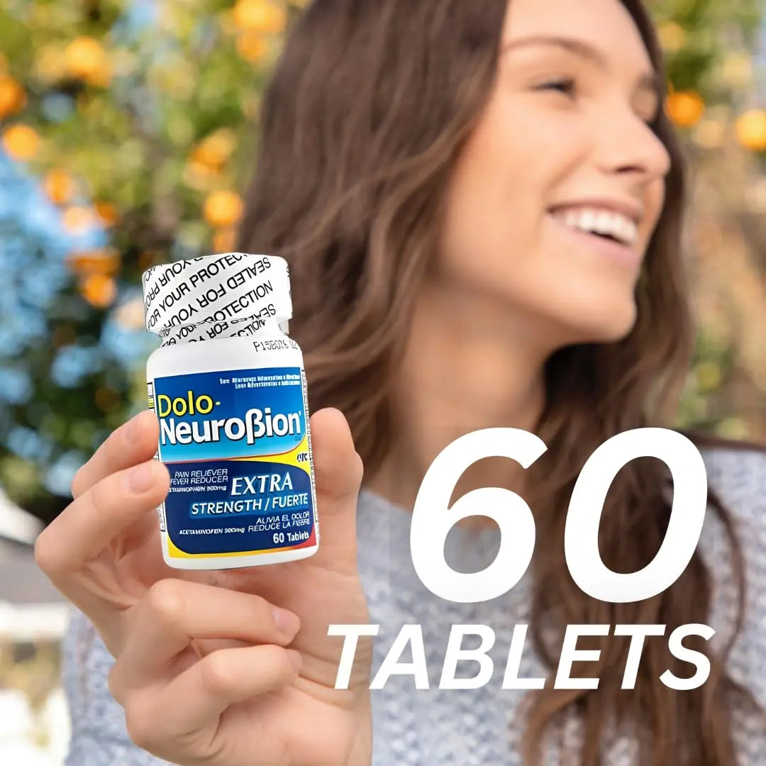 Dolo Neurobion Pain Reliever, Fever Reducer, Extra Strength. Alivia el Dolor,Reduce la Fiebre, Extra Fuerte. 60 Tablets. Acetaminophen 500 mg Neurobion buy supplements canada