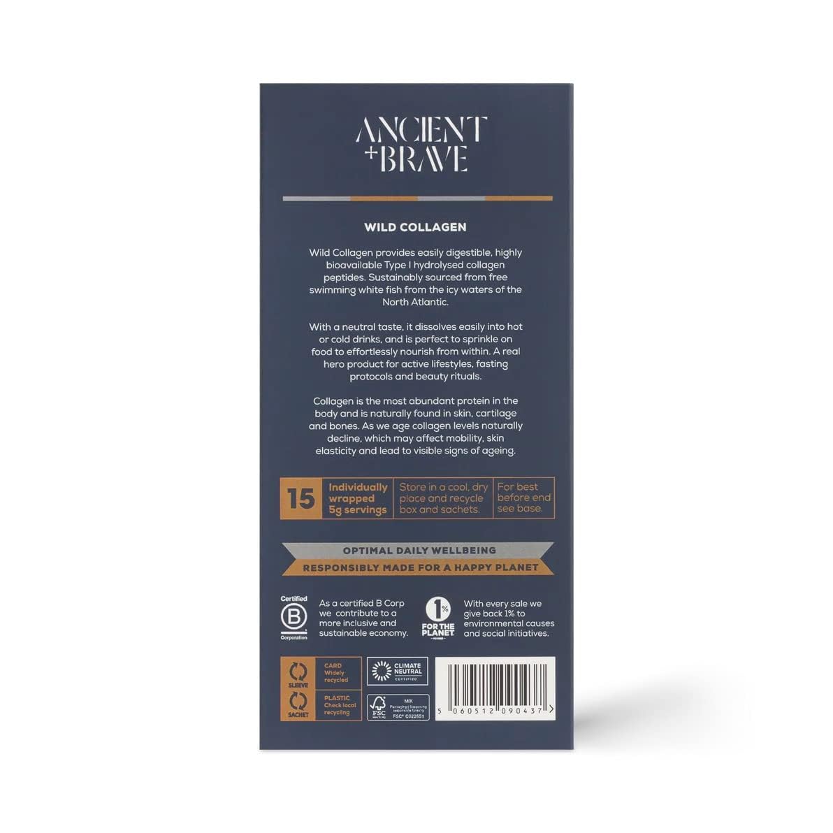 Ancient + Brave Wild Collagen Sachets 15 x 5g - Wild Caught Marine Collagen Powder Ancient + Brave buy supplements canada