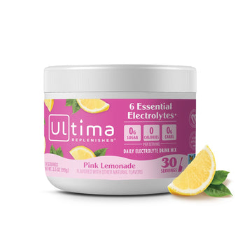 Ultima Replenisher Daily Electrolyte Powder Drink Mix – Pink Lemonade, 30 Servings Canister – Zero Sugar Hydration Powder with 6 Electrolytes & Minerals Ultima Replenisher buy supplements canada