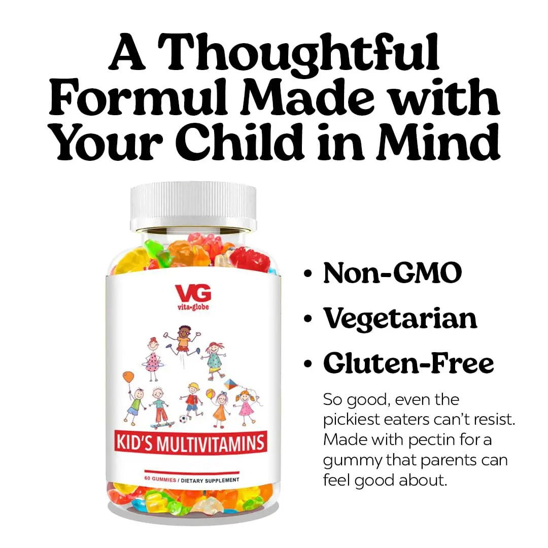 VITA GLOBE Kids Complete Multivitamin Gummies – with Vitamins A, C, D, E, B6 & B12 | Daily Immune, Growth & Wellness Support | VITA GLOBE buy supplements canada