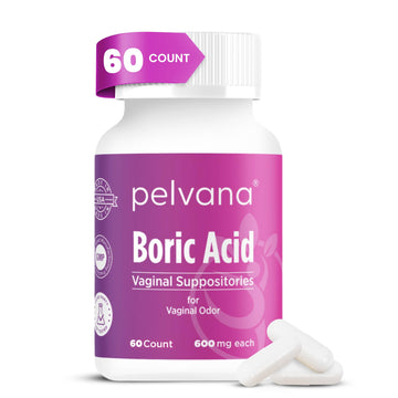 Pelvana Boric Acid Suppositories for Women - 60 Count - 600mg Boric Acid Capsules for Vaginal Odor Use Pelvana buy supplements canada