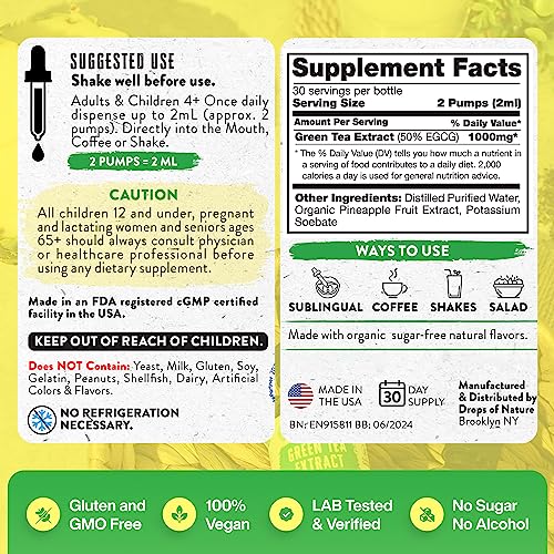 Green Tea Extract - 1000mg - 50% EGCG - Green Tea Liquid Drops, 4x more Powerful than Drops Of Nature buy supplements canada