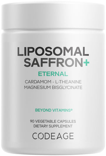 Codeage Liposomal Saffron+ Supplement - Saffron Extract, Magnesium, L-Theanine, Cardamom, BioPerine - 3-Month Supply - Kesar Spice, Liposomal Delivery - Non-GMO - 90 Capsules Codeage buy supplements canada