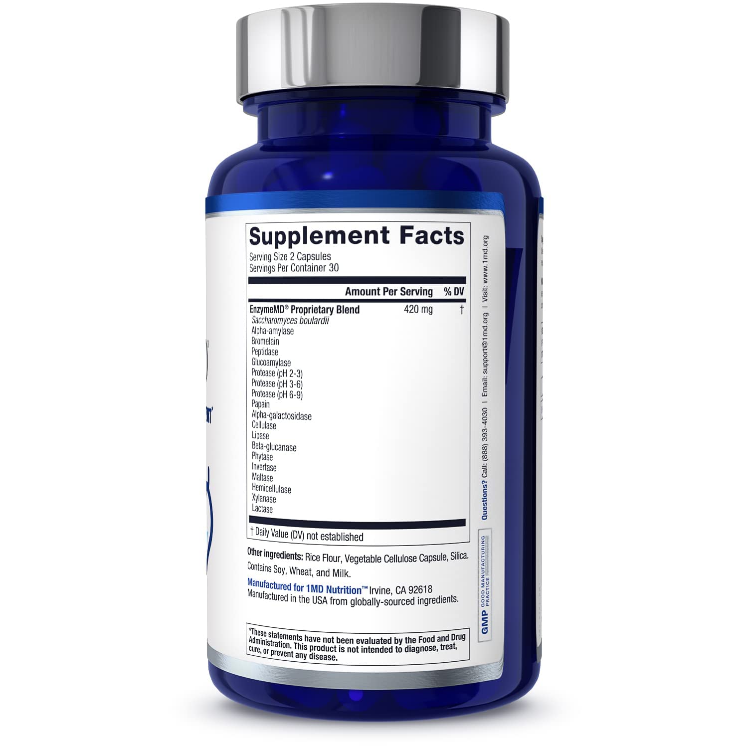 1MD Nutrition EnzymeMD - Digestive Enzymes Supplement - Doctor Formulated | 18 Plant-Based Enzymes - Gas & Bloating Support | 60 Capsules 1MD Nutrition buy supplements canada