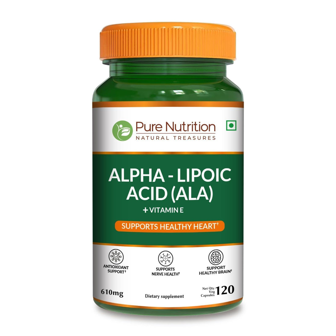Pure Nutrition Alpha Lipoic Acid 600mg + Vitamin E | 120 Caps | Powerful Antioxidant to Support Nerve & Heart Health*. | Non-GMO PURE NUTRITION NATURAL TREASURES buy supplements canada