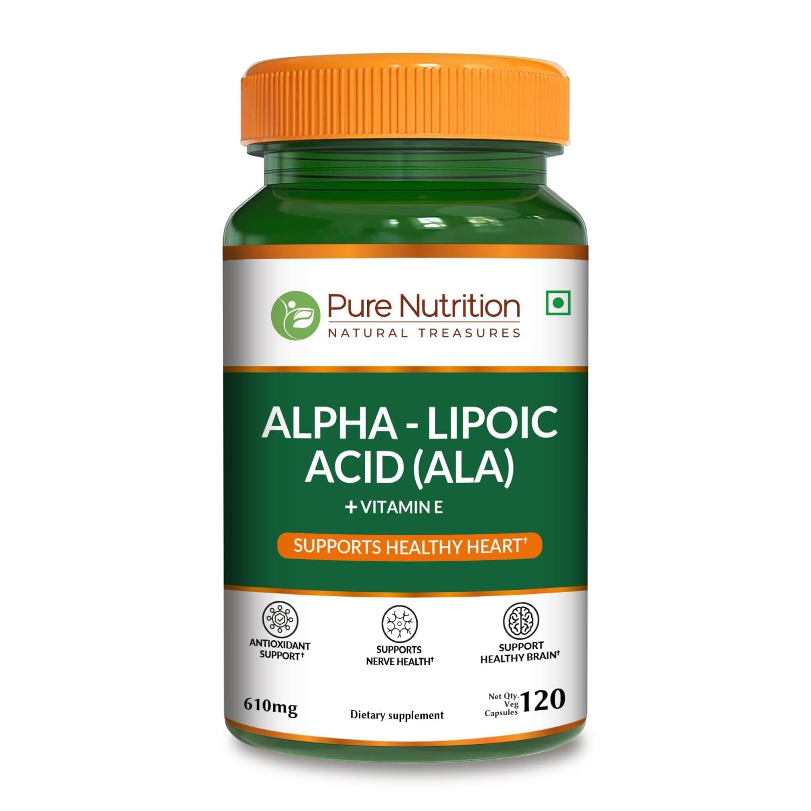 Pure Nutrition Alpha Lipoic Acid 600mg + Vitamin E | 120 Caps | Powerful Antioxidant to Support Nerve & Heart Health*. | Non-GMO PURE NUTRITION NATURAL TREASURES buy supplements canada