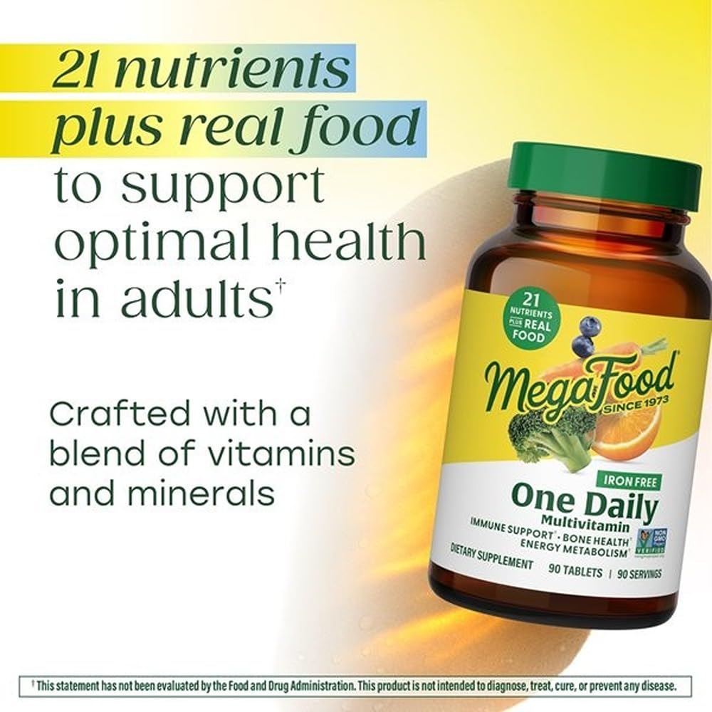 MegaFood One Daily Iron Free Multivitamin - Multivitamin for Women and Men - with Real Food - Immune Support Supplement - Bone Health - Energy Metabolism - Vegetarian; Non-GMO; No Iron - 60 Tablets MegaFood buy supplements canada
