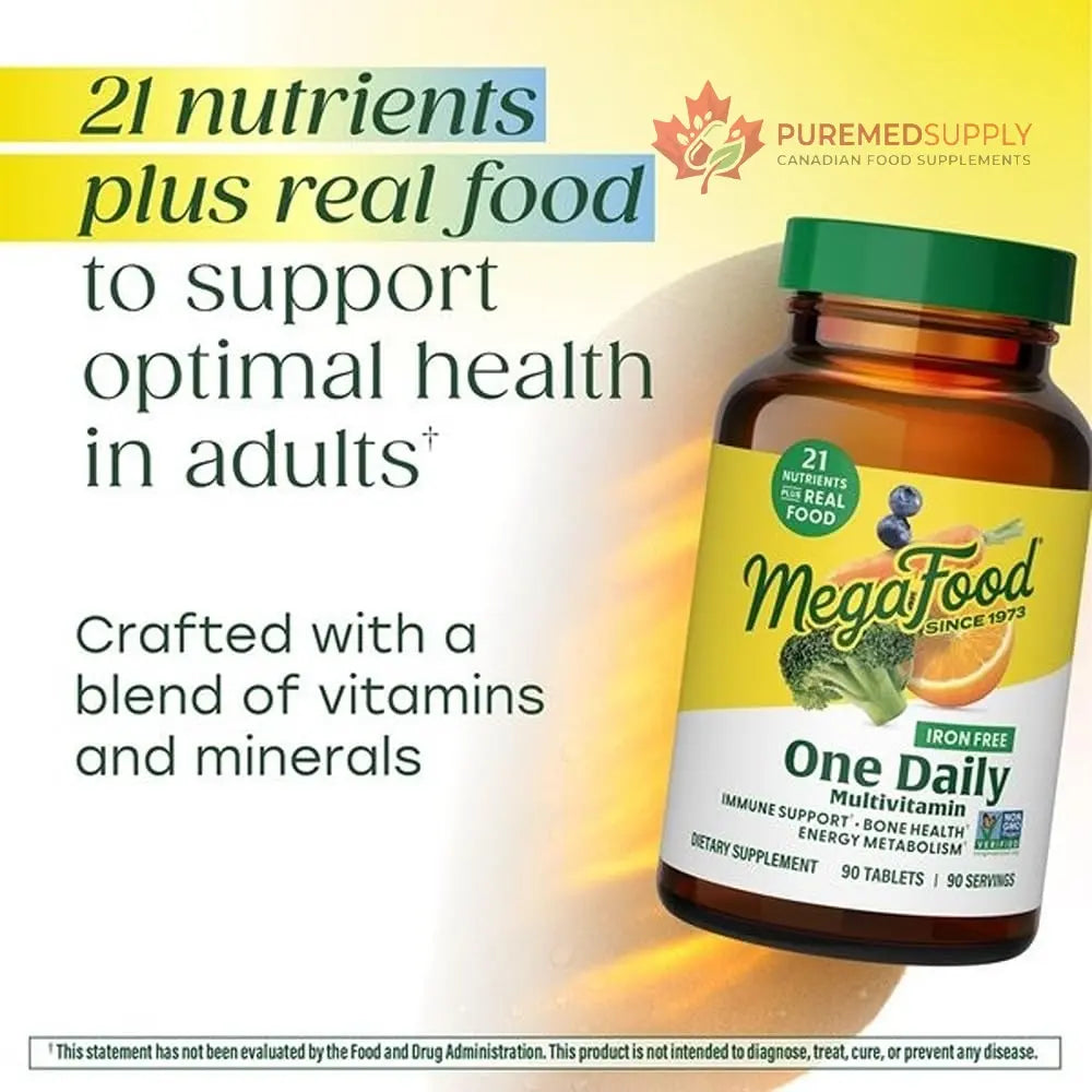 MegaFood One Daily Iron Free Multivitamin - Multivitamin for Women and Men - with Real Food - Immune Support Supplement - Bone Health - Energy Metabolism - Vegetarian; Non-GMO; No Iron - 60 Tablets MegaFood buy supplements canada