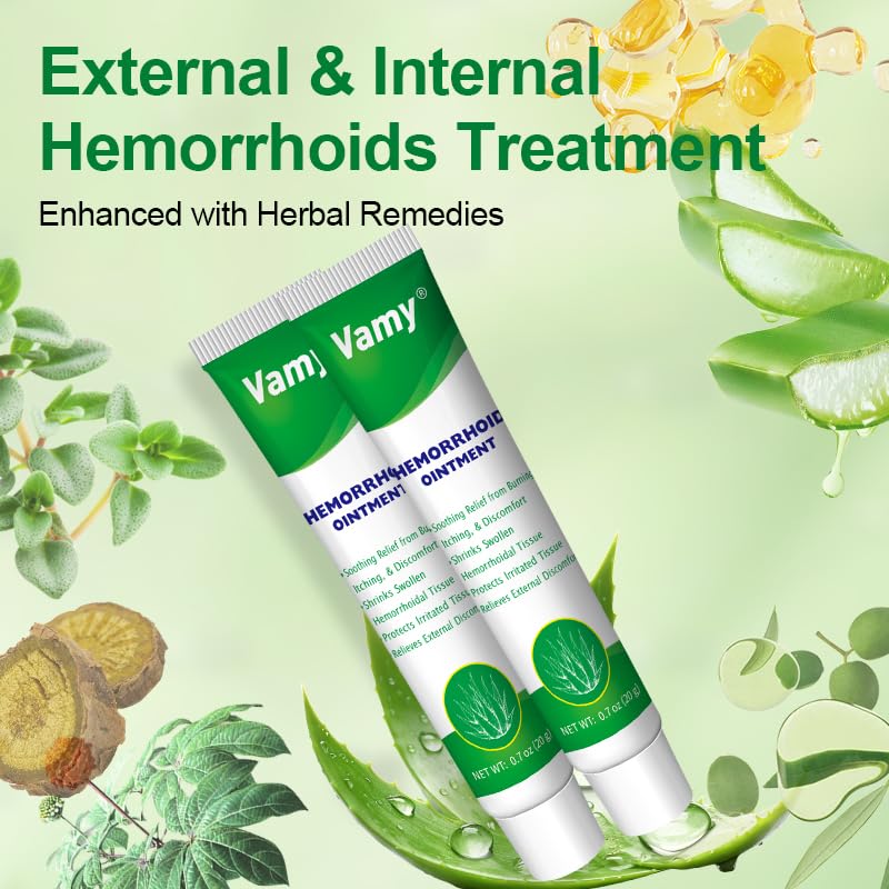 vamy Hemorrhoid Ointment (2 x 20g Tubes), 40g - Maximum Strength Formula for Hemorrhoidal Fast Relief, Soothes Itching, Burning & Discomfort vamy buy supplements canada