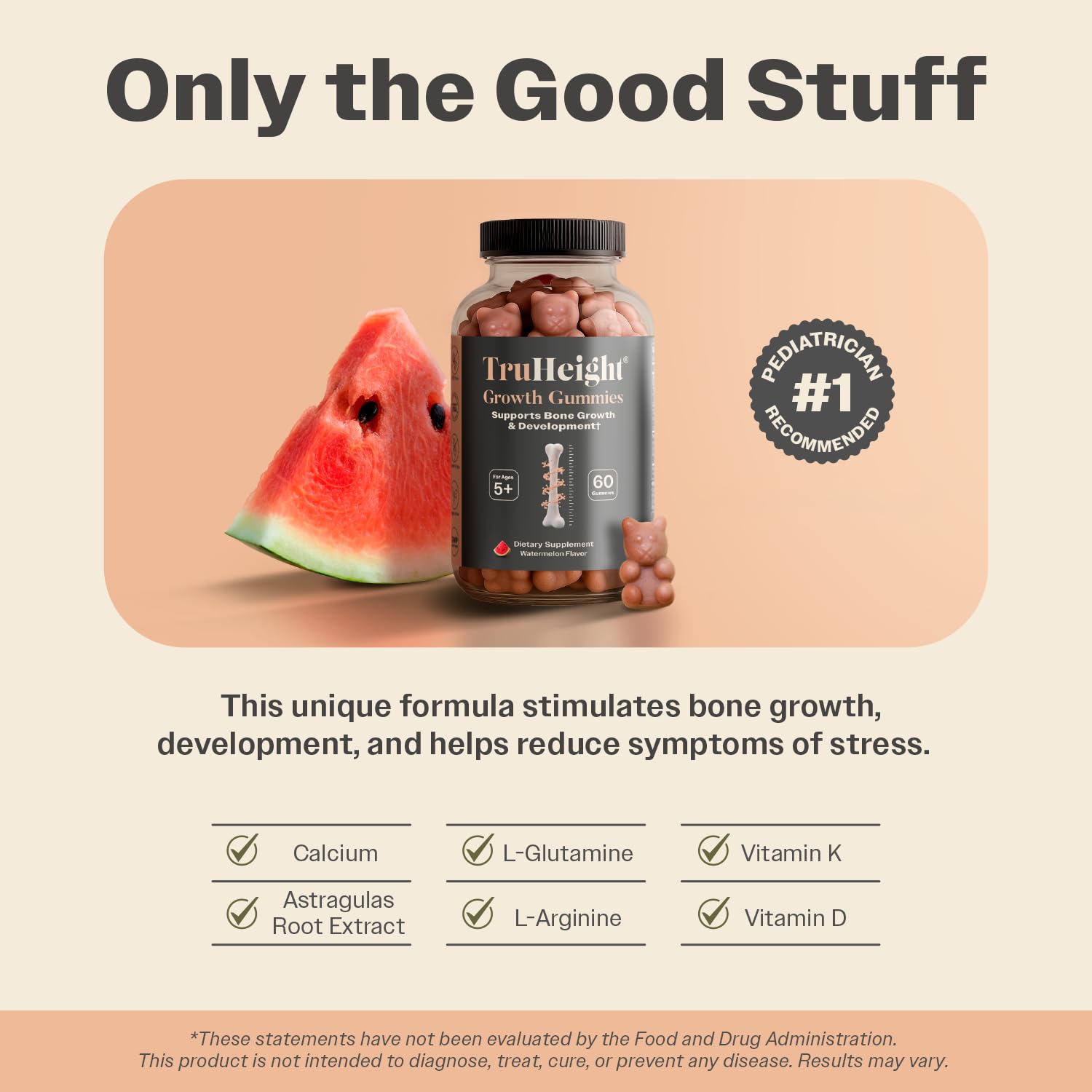 TruHeight Growth Gummies (Watermelon) Tall Nutrition for Natural Growth Supplement for Kids & Teens - Vitamin D, K, Calcium & Ashwagandha, Bone Strength Vitamins D3 K2, Picky Eater, Taller Ages 5+ ProHeight buy supplements canada