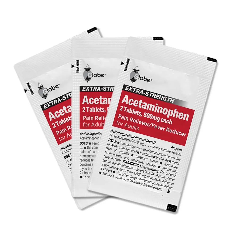 Globe Extra Strength Acetaminophen Tablets 500 mg, Pain Reliever and Fever Reducer, Gentle on Stomach, for Arthritis Pain, Backache Pain and More, 50 Packets of 2 Tablets Each, 100 Count Globe buy supplements canada