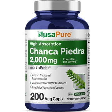 NusaPure Chanca Piedra 2000mg | 200 Veggie Caps | Herbal Extract Supplement | Extract 10:1, Non-GMO, Bioperine & Vegan | 100 Servings per Bottle NusaPure buy supplements canada