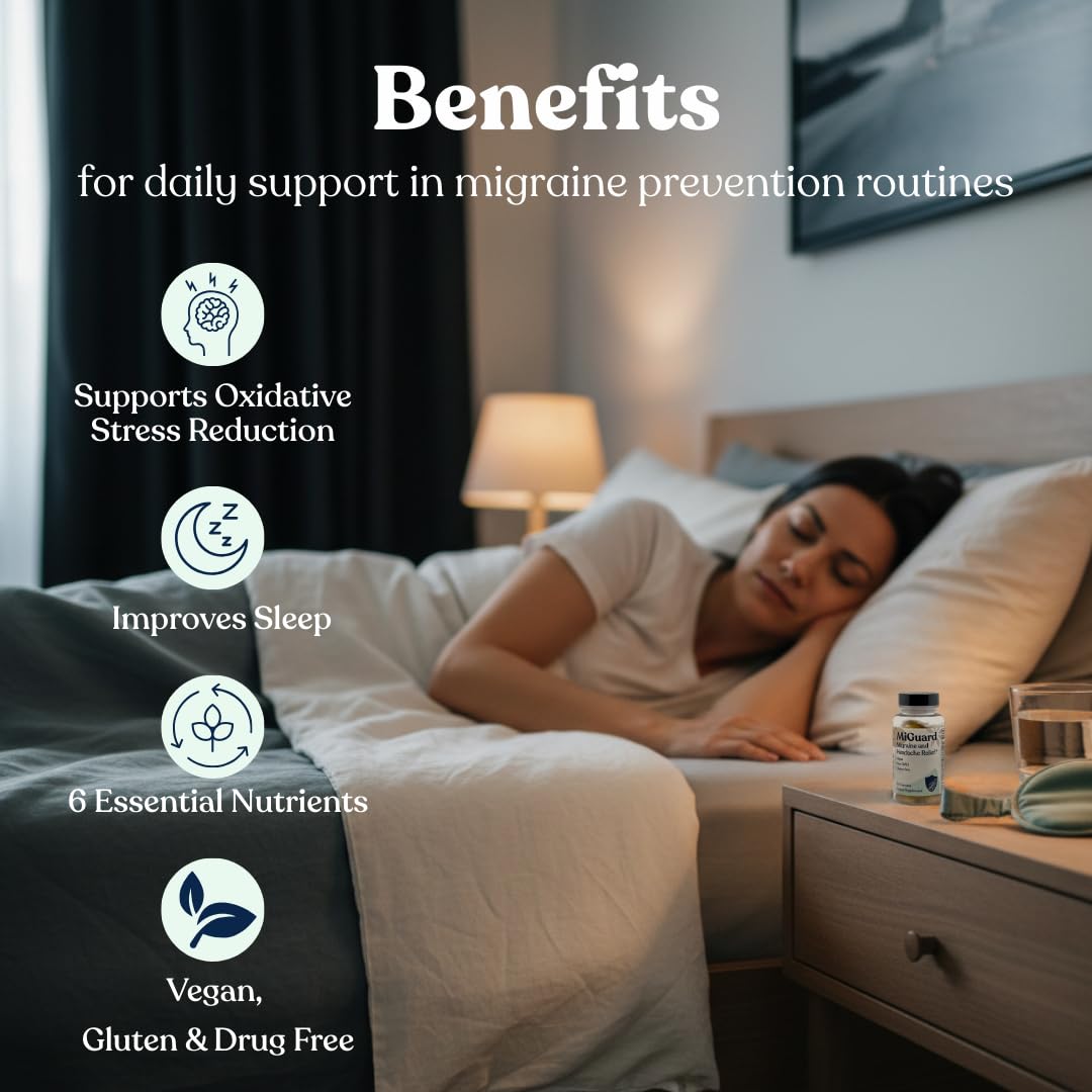 Headache and Migraine Relief Supplements - Drug Free Migraine Prevention Supplement - Natural Supplements for Migraine Headaches - Helps Reduce Frequency & Severity (60 Capsules) MIGUARD buy supplements canada