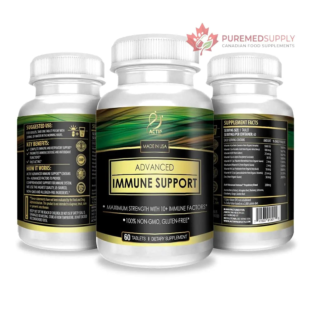Actif Advanced Immune Support with 10+ Factors for Immunity Booster - 100% Natural, Non-GMO, 60 count ACTIF buy supplements canada