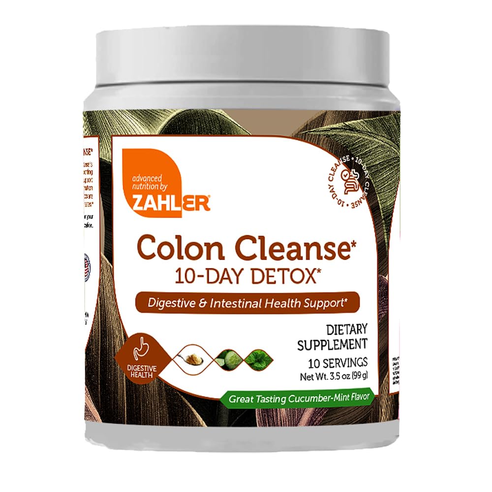 Zahler Colon Cleanse 10-Day Detox Cleanse - Cucumber Mint Flavor - Herbal Digestive Wellness - Colon Cleanser & Detox for Bowel Movement, Body Detox, Digestion Aid for Women and Men - 3.5 oz Jar Zahler buy supplements canada
