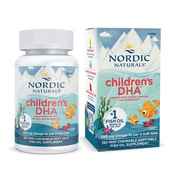 Nordic Naturals Children’s DHA, Strawberry - 360 Mini Chewable Soft Gels for Kids - 250 mg Omega-3 with EPA & DHA - Brain Development & Function - Non-GMO - 90 Servings Nordic Naturals buy supplements canada