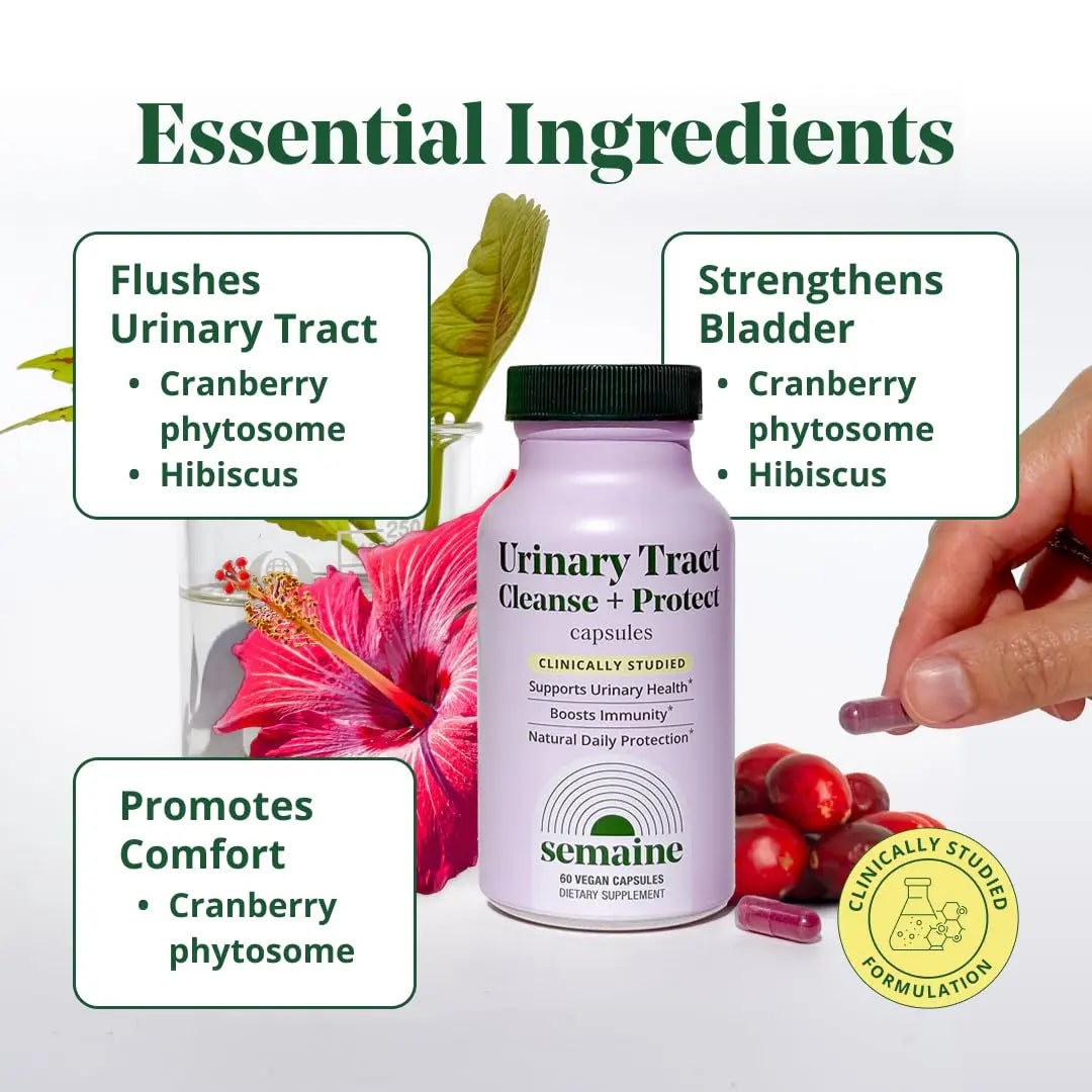 Semaine Urinary Tract Cleanse & Protect – 60 ct, Bladder Support Supplement for Women, Flushes Urinary Tract. Combines Cranberry Proanthocyanidins with Hibiscus Semaine buy supplements canada