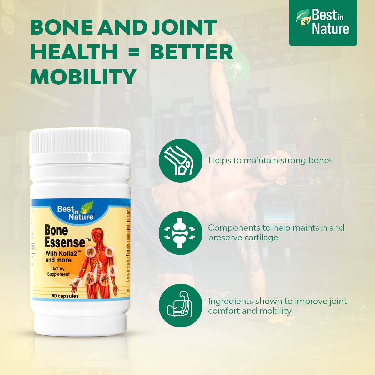 Best in Nature Bone Essense with Kolla2 (Type II Collagen) - Bone and Joint Health Supplement. (60 Count) Best in Nature buy supplements canada