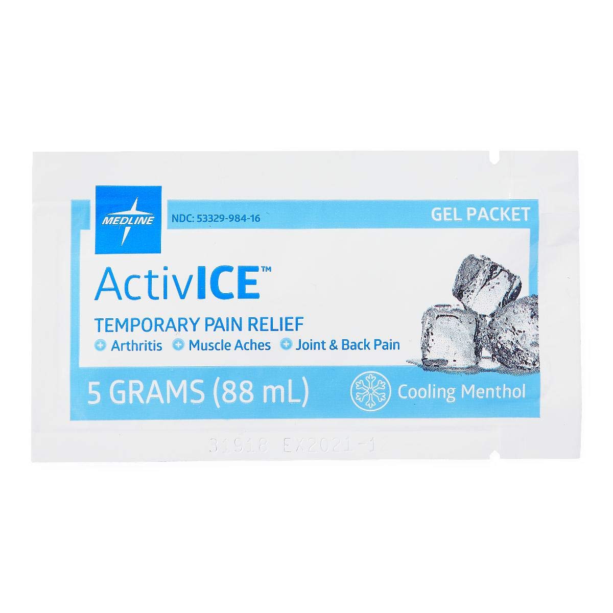 Medline ActivICE Topical Pain Reliever Gel, Great for Arthritis, Muscle Aches and Back Injuries, 5 grams - 100 Packs Medline buy supplements canada