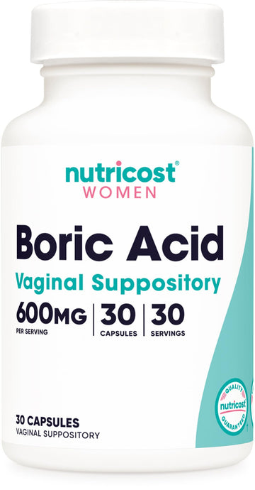 Nutricost Boric Acid 600mg, 30 Capsules - Vaginal Suppository - Non-GMO - for Women Nutricost buy supplements canada