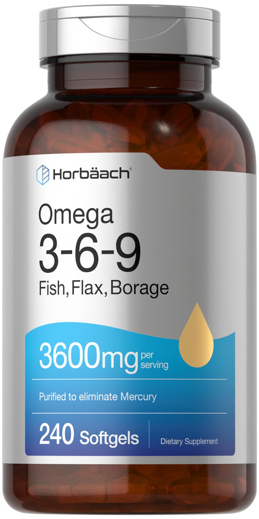 Triple Omega 3-6-9 240 Softgels | from Fish, Flaxseed, Borage Oils | Non-GMO & Gluten Horbäach buy supplements canada