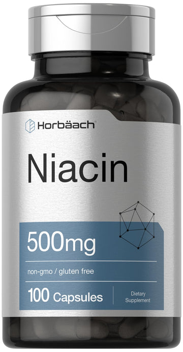 Niacin | Vitamin B3 500mg | 100 Capsules | with Flushing | Non-GMO, and Gluten Free Horbäach buy supplements canada