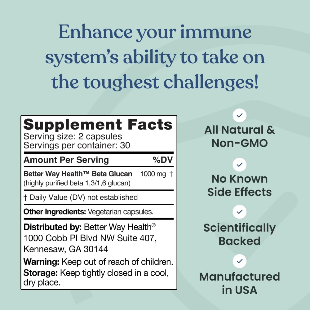 Better Way Health™ - Advanced Immune Readiness - Highly Purified 1,3/1,6 Beta Glucan 500 - Clinically Tested Immune Defense - 500mg/60 Capsules (Pack of 1) Better Way Health buy supplements canada