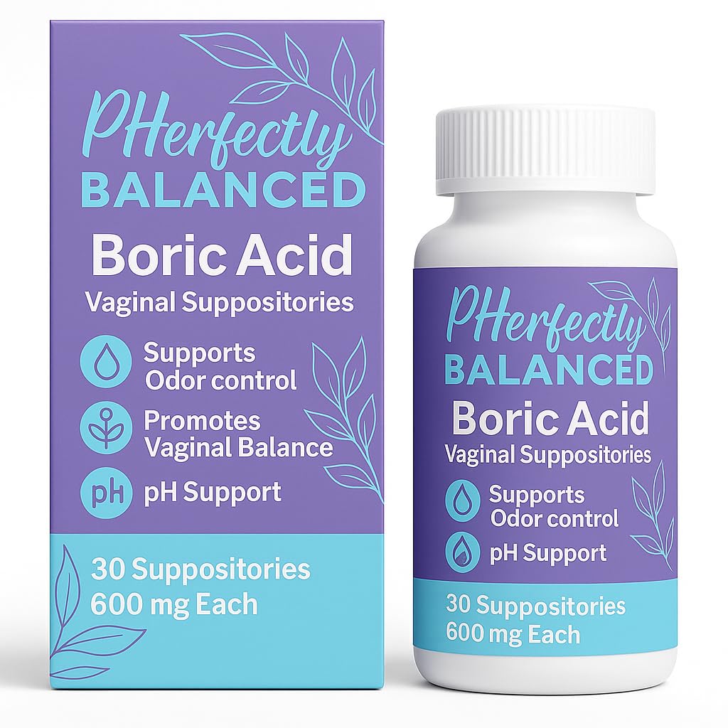Pherfectly Balanced Boric Acid Vaginal Suppositories, 600mg, pH Support for Feminine Balance, Odor Control, 30 Count Pherfectly Balanced buy supplements canada
