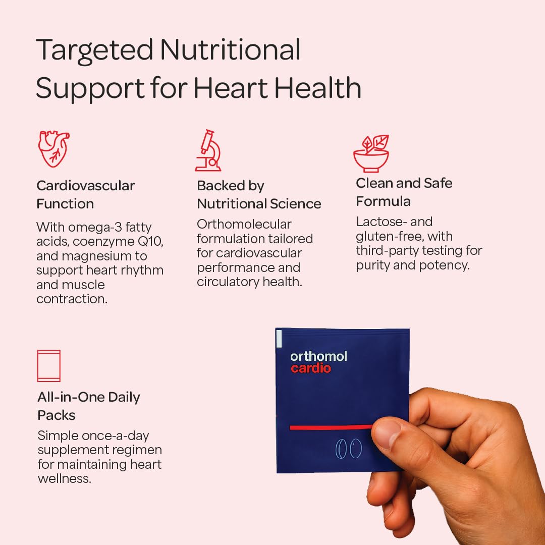 Orthomol Cardio, Heart Health Supplements for Circulation & Vascular Support, Omega-3, Magnesium, Cocoa Polyphenols & B Vitamins, Supports Cardiovascular Health, 30-Day Supply, Powder+Tablets+Capsules Orthomol buy supplements canada